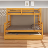 Treliche Casal com Cama Auxiliar de Casal Cor Mel Madeira Maciça com Grade de Proteção e Escada - 2