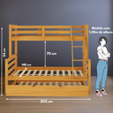 Ver imagem 6 de Treliche Casal com Cama Auxiliar de Casal Cor Mel Madeira Maciça com Grade de Proteção e Escada