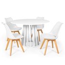 Ver imagem 1 de Conjunto Mesa de Jantar Redonda Talia Branca 120cm com 4 Cadeiras Eiffel Leda - Branco