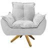 Poltrona Opala Base Giratória De Madeira Corano Branco - 5