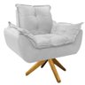 Poltrona Opala Base Giratória De Madeira Corano Branco - 1