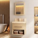 Ver imagem 1 de Conjunto para Banheiro com Espelheira e Cuba de Porcelanato 60cm Fox Yescasa Wood