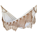 Ver imagem 1 de Rede de Dormir Descanso Casal Bege com Caramelo Ostra Gigante 4,20m 300kg