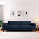 Ver imagem 1 de Sofá 4 Lugares 260cm Break Estilo Moderno Linho Pés em Madeira Maciça