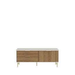 Rack Yves 135 Cm Freijó Off White Fosco Dourado - 1