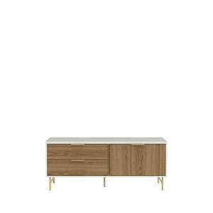 Rack Yves 135 Cm Freijó Off White Fosco Dourado
