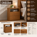 Ver imagem 4 de Mesa de Cabeceira Urbano 100% em MDF 2 Gavetas Cor Cedro