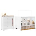 Ver imagem 1 de Jogo de Quarto Infantil New Katatau Cômoda e Berço Mini Cama Branco Brilho - Reller Móveis