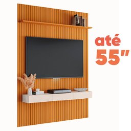 Painel Ripado para Tv até 55 Polegadas com Nicho - Edn - 1