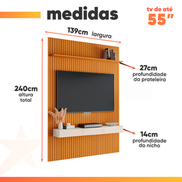 Painel Ripado para Tv até 55 Polegadas com Nicho - Edn - 3