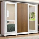 Ver imagem 1 de Guarda-roupa Casal 100% Mdf Madesa Eros 3 Portas de Correr com Espelhos e Pés - Branco/branco/