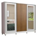 Ver imagem 2 de Guarda-roupa Casal 100% Mdf Madesa Eros 3 Portas de Correr com Espelhos e Pés - Branco/branco/