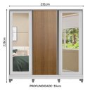 Ver imagem 3 de Guarda-roupa Casal 100% Mdf Madesa Eros 3 Portas de Correr com Espelhos e Pés - Branco/branco/