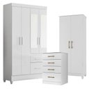 Ver imagem 1 de Guarda Roupa com Espelho Infantil Madri com Cômoda Ms913 e Armário Multiuso Jade Branco Brilho – Mov