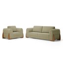 Ver imagem 1 de Kit Poltrona e Sofá Bloom 220cm 03 Lugares com Pés de Madeira Bouclê Bege - Desk Design