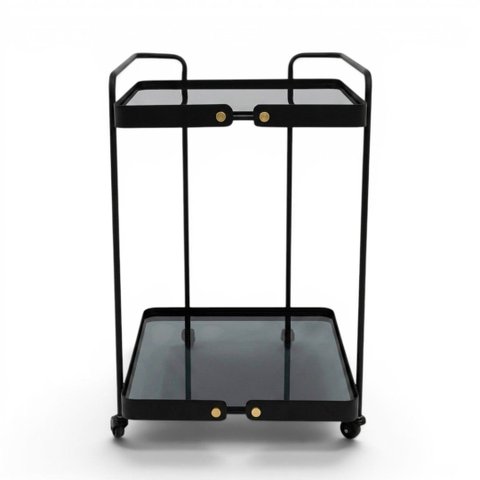 Carrinho para Bar Art Deco em Metal e Vidro 70x45x43cm