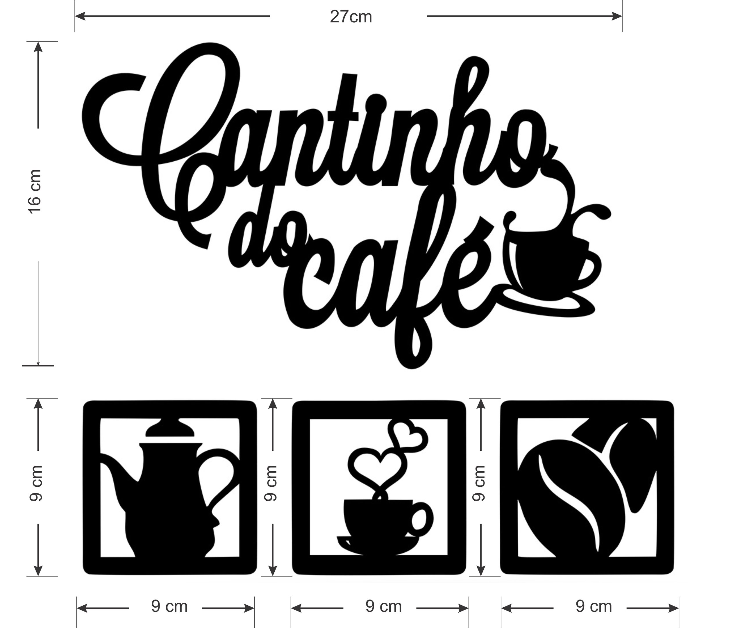 Painel Decorativo Cantinho Do Café Com Quadros Mdf Aplique - 3