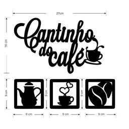 Painel Decorativo Cantinho Do Café Com Quadros Mdf Aplique - 3
