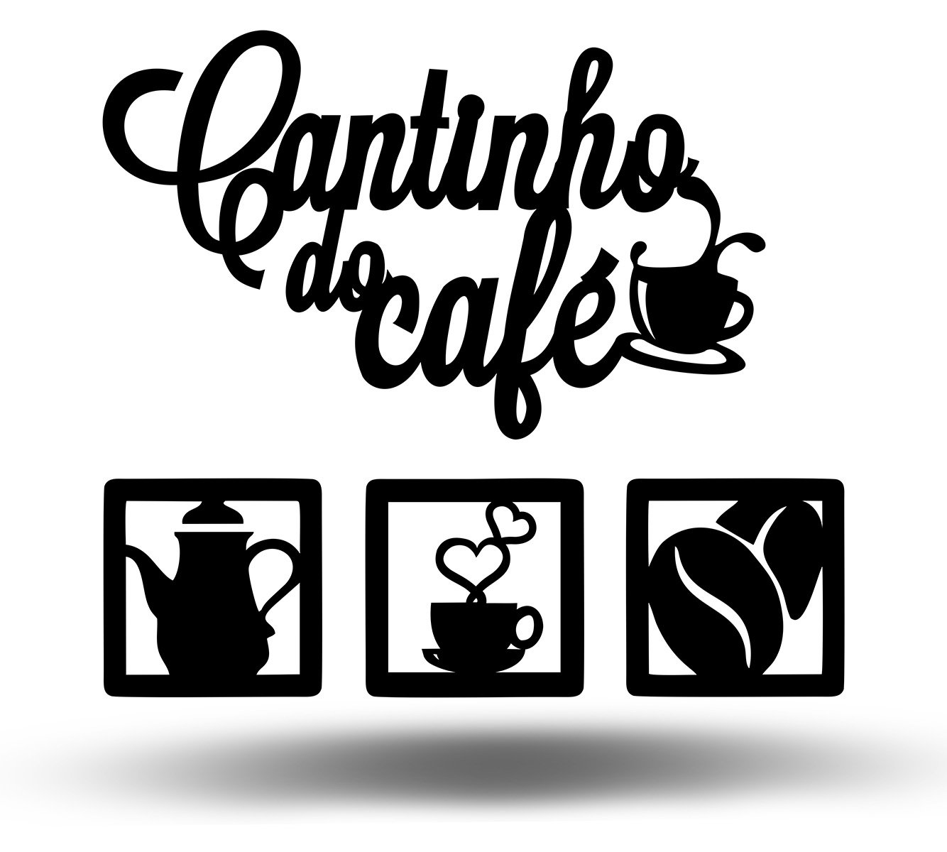Painel Decorativo Cantinho Do Café Com Quadros Mdf Aplique - 1