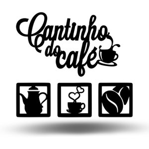 Painel Decorativo Cantinho Do Café Com Quadros Mdf Aplique