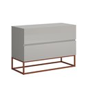 Ver imagem 2 de Mesa de Cabeceira 2 Gavetas Estilo Industrial Eros 60 Pés Cobre