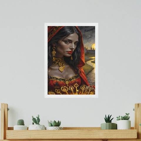 Quadro Decorativo Pombagira Das 7 Chaves 33x24cm:moldura Branca