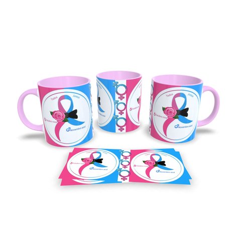 Canecas Rosa de Porcelana Personalizadas Outubro Rosa