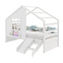 Ver imagem 6 de Cama Casinha com Janela com Escada/escorregador Madeira Maciça Branco Housin