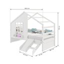 Ver imagem 3 de Cama Casinha com Janela com Escada/escorregador Madeira Maciça Branco Housin