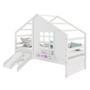 Ver imagem 4 de Cama Casinha com Janela com Escada/escorregador Madeira Maciça Branco Housin