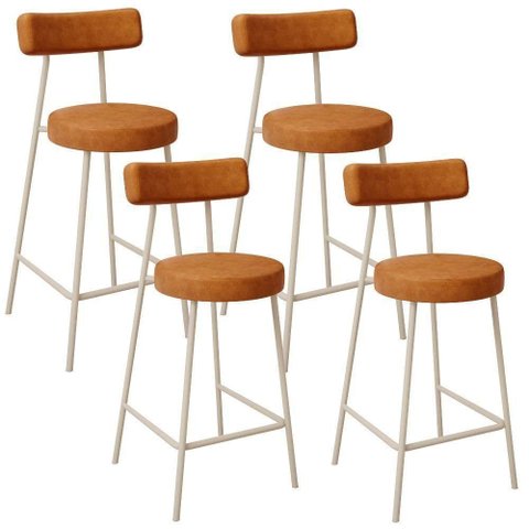 Kit 04 Banquetas Baixa Cozinha Sala Jantar Bancada Milão Arena L02 Couríssimo Canela - lyam 