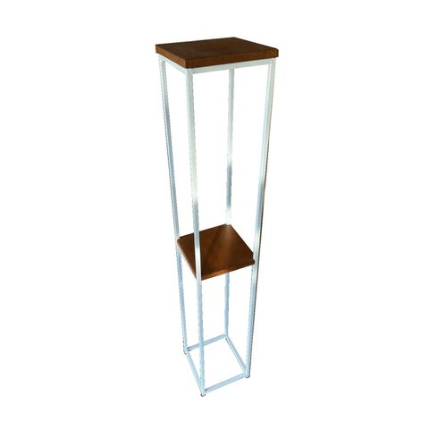 Suporte Plantas de Chão 2 Andares Branco Prateleira Ferro Estilo Industrial Decoração Minas Arte Pró