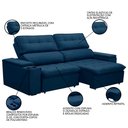 Ver imagem 3 de Sofá Retrátil Reclinável 3 Lugares 250cm Ginevra F05 Veludo Azul - Mpozenato