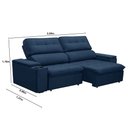 Ver imagem 4 de Sofá Retrátil Reclinável 3 Lugares 250cm Ginevra F05 Veludo Azul - Mpozenato