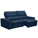 Ver imagem 6 de Sofá Retrátil Reclinável 3 Lugares 250cm Ginevra F05 Veludo Azul - Mpozenato
