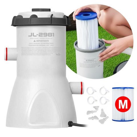 Bomba Filtrante 3.028 Litros/h com Cartucho para Piscina Inflável e Estrutural Vg Plus 110v