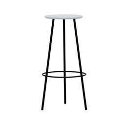 Banco Alto Tripé Metal Assento Madeira Preto/Branco - 1
