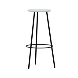 Banco Alto Tripé Metal Assento Madeira Preto/Branco - 3