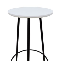 Banco Alto Tripé Metal Assento Madeira Preto/Branco - 5