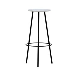 Banco Alto Tripé Metal Assento Madeira Preto/Branco - 4