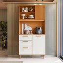 Ver imagem 1 de Kit de Cozinha Marina Piccolo 3 Portas 2 Gavetas MDF 92cm Freijó Pallazio