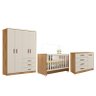Quarto Infantil Completo Perola com Guarda Roupa, Comoda e Berço Nature/off White - Peternella - 1
