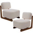 Ver imagem 1 de Kit 02 Poltronas Decorativas Orgânica Sala Living Pés Madeira Luiza L02 Bouclê Creme - Lyam Decor