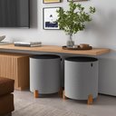 Ver imagem 4 de Puff Requinte:couro Preto / Linho Cinza