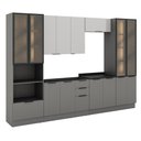 Ver mais imagens de Cozinha Modulada Lumina 6 Portas 3 Gavetas MDF MDP 340cm Cinza Supremo e Urbano Telasul