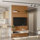 Ver imagem 2 de Conjunto Painel Ripado Marisa com 1 Nicho com Tampo Engrossado e 1 Prateleira Nature e Off White 140