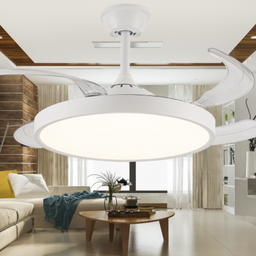 Ventilador Plafon Retrátil Teto Controle Remoto Led 4 Pás Fresh Wind Slim Branco - 4