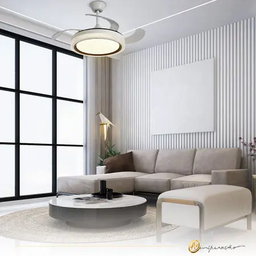 Ventilador Plafon Retrátil Teto Controle Remoto Led 4 Pás Fresh Wind Slim Branco - 5