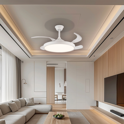 Ventilador Plafon Retrátil Teto Controle Remoto Led 4 Pás Fresh Wind Slim Branco - 3