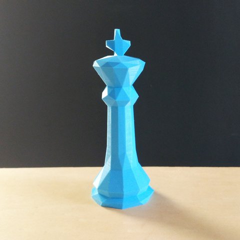 Rei - Peça Decorativa De Xadrez, Estatueta 15 Cm Altura - Toque 3D:Azul Claro